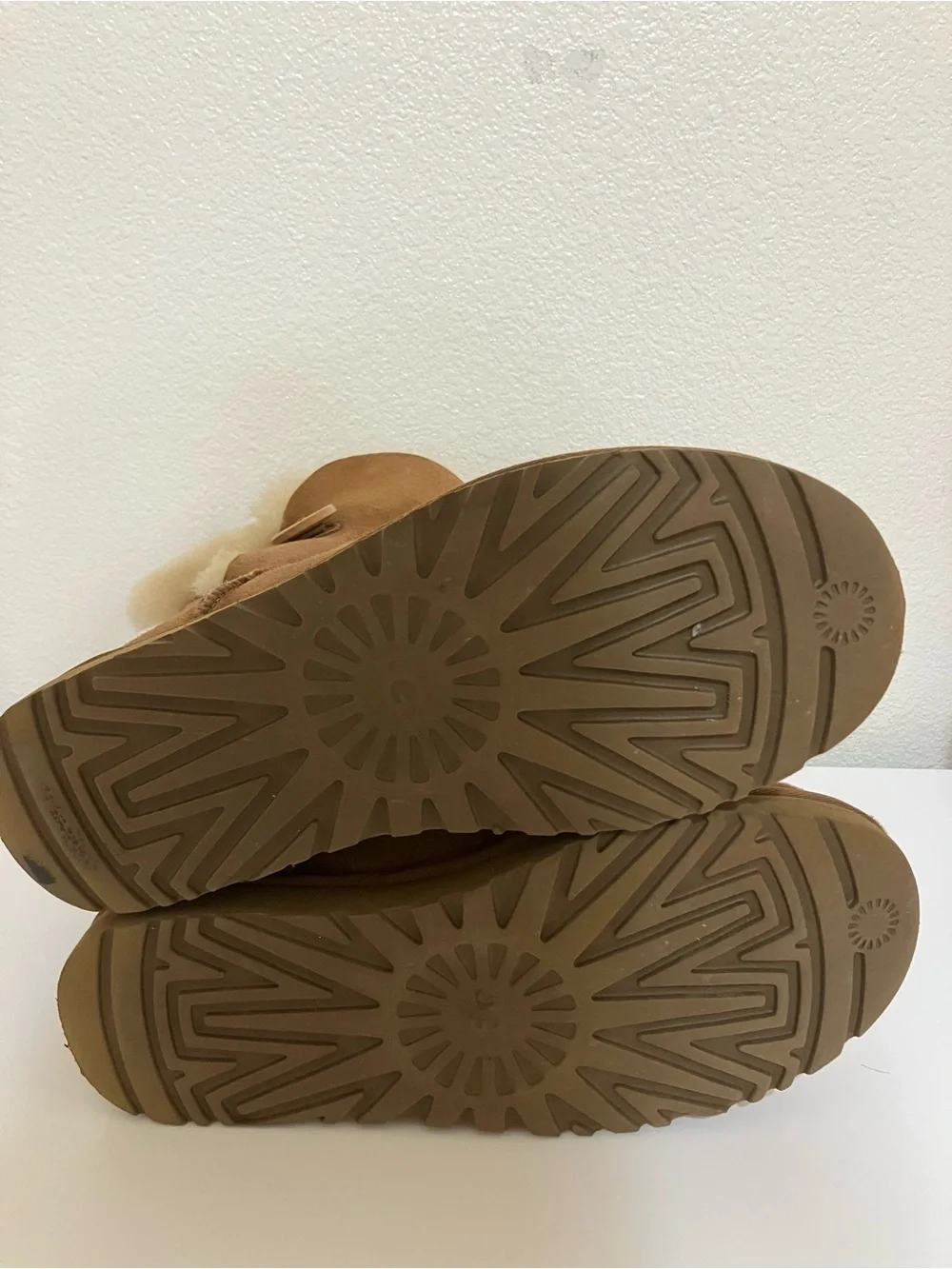 UGG Chestnut Suede Shearling Button Short Boot